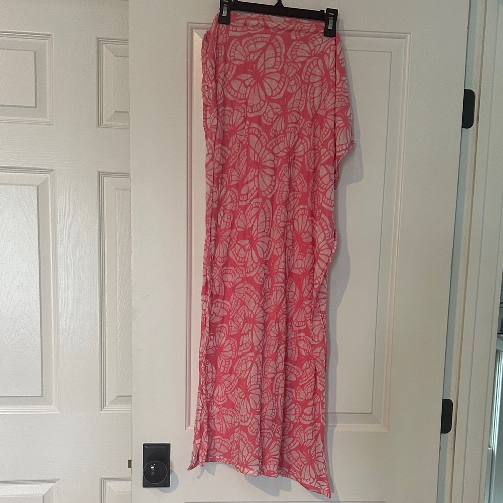 Pink Butterfly Print Women's Scarf